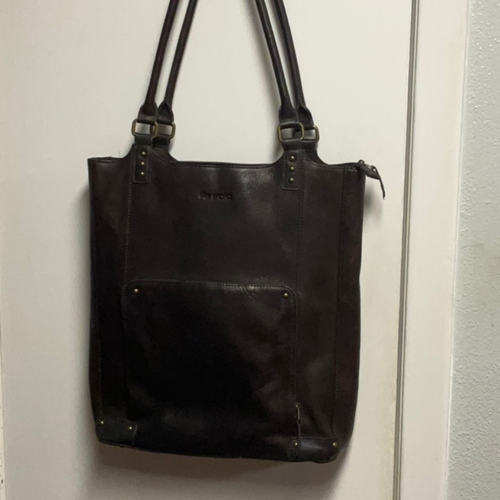 Deep Dark brown laptop type bucket bag